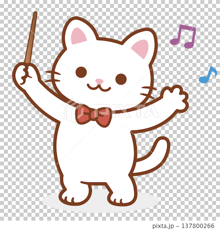 指揮者のかわいいネコイラスト|キッズ・子供向け(保育園、幼稚園、学校) 指揮者のかわいいネコイラスト|キッズ・子供向け(保育園、幼稚園、学校) 137800266