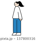 正面を向いた女性の全身イラスト 137800316