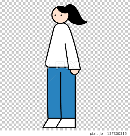 一個女人面對前面的全身插圖 一個女人面對前面的全身插圖 137800316