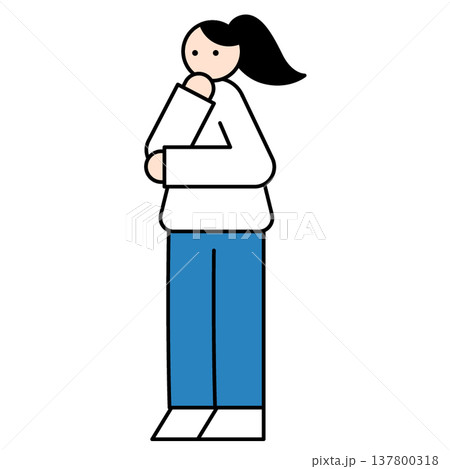 考える女性イラスト 137800318