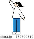 手を挙げる女性イラスト 137800319
