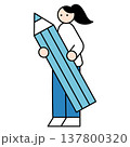鉛筆を持つ女性イラスト 137800320