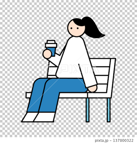 ベンチで休憩する女性 137800322