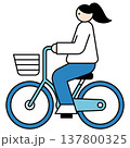 自転車に乗る女性イラスト 137800325