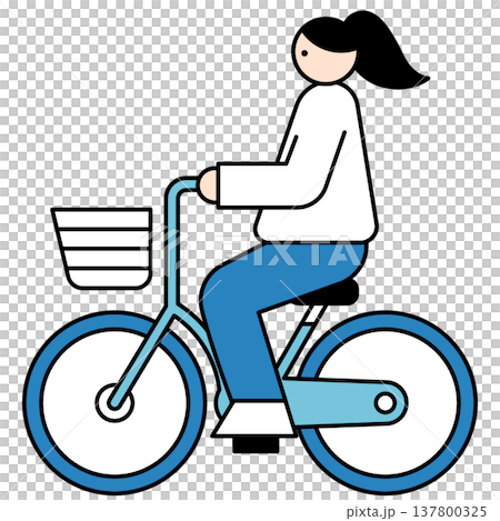 一幅女子騎自行車的插圖 137800325