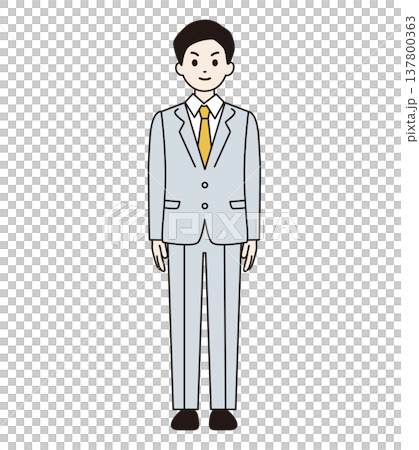 直立するスーツの男性　全身 137800363