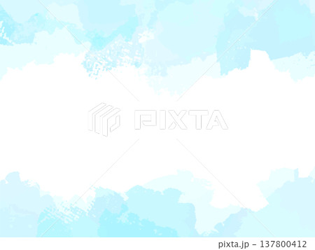 ブラシストロークの水彩風手描き上下フレーム背景 パステルブルー ブラシストロークの水彩風手描き上下フレーム背景 パステルブルー 137800412