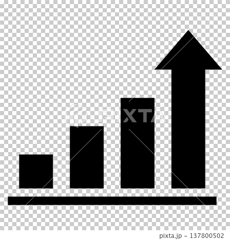 棒グラフと垂直な上昇矢印のビジネスアイコン(急成長・ポテンシャル・成功・モノクロ・シルエット) 棒グラフと垂直な上昇矢印のビジネスアイコン(急成長・ポテンシャル・成功・モノクロ・シルエット) 137800502
