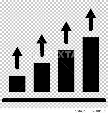 Business icons with bar graphs and upward-pointing arrows (growth, performance, potential, monochrome, silhouette) Business icons with bar graphs and upward-pointing arrows (growth, performance, potential, monochrome, silhouette) 137800503