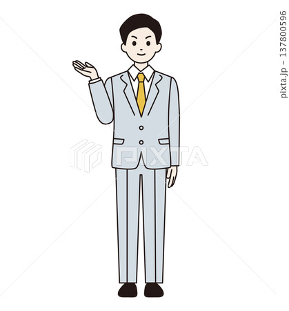 案内をするスーツの男性 全身 案内をするスーツの男性 全身 137800596