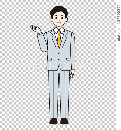 A man in a suit giving directions (full body) 137800596