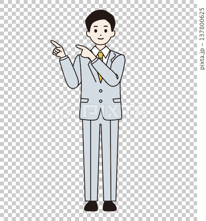 両手で指を差すスーツの男性　全身 137800625