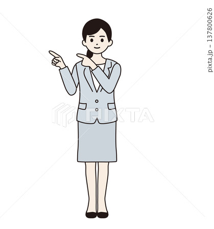 両手で指を差すスーツの女性　全身 137800626