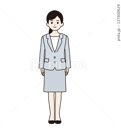 直立するスーツの女性　全身 137800629