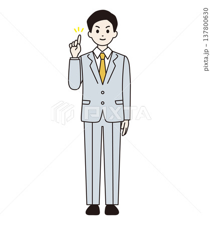 ポイントを説明するスーツの男性　全身 137800630