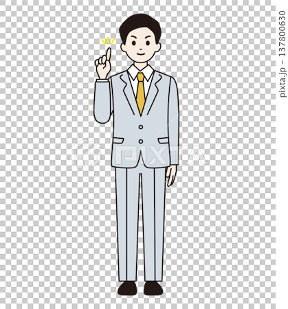 ポイントを説明するスーツの男性　全身 137800630