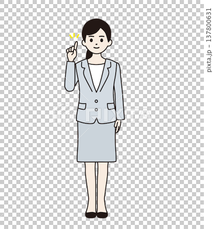 A woman in a suit explaining the points (full body) 137800631