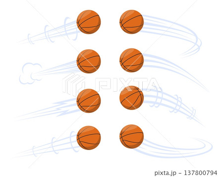 Flying basketballs with airflow marks. Streetball color orb stream trails. Movement trajectory. Championship hit and pass. Throwing track effect. Speed motion jet traces vector set Flying basketballs with airflow marks. Streetball color orb stream trails. Movement trajectory. Championship hit and pass. Throwing track effect. Speed motion jet traces vector set 137800794