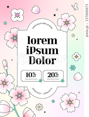 Spring Blossom Discount Coupon Banner Template with Cherry Blossoms and Floral Illustration Spring Blossom Discount Coupon Banner Template with Cherry Blossoms and Floral Illustration 137800873