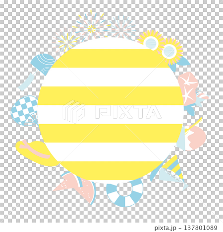 夏のモチーフを使ったフレームイラスト素材 137801089