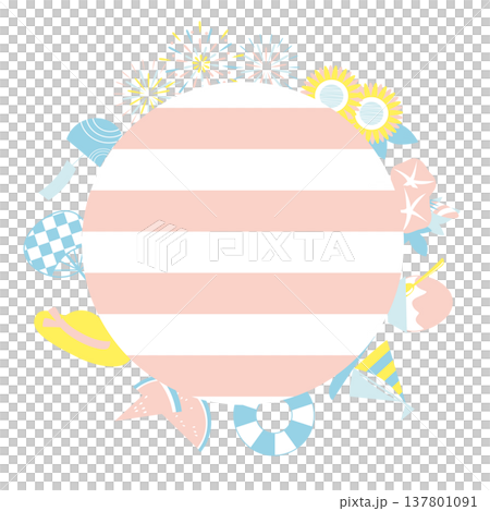 使用夏季圖案的邊框插圖素材 使用夏季圖案的邊框插圖素材 137801091