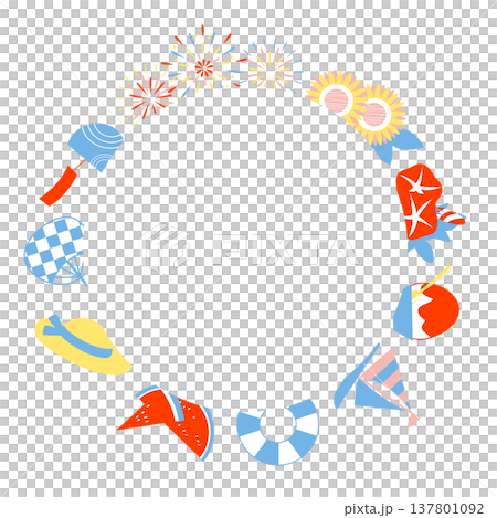 使用夏季圖案的邊框插圖素材 137801092