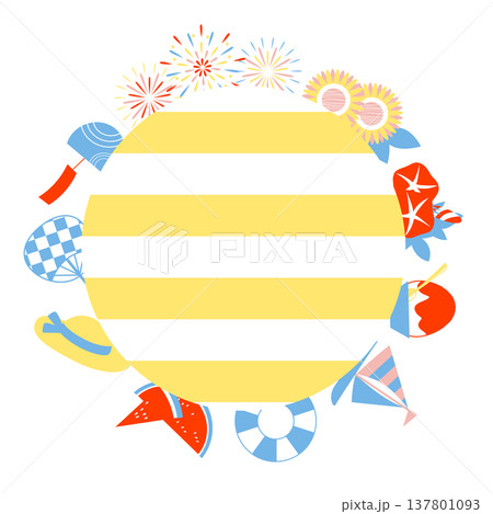 夏のモチーフを使ったフレームイラスト素材 137801093