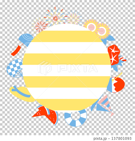 夏のモチーフを使ったフレームイラスト素材 137801093