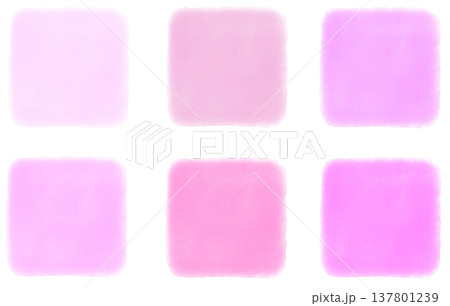 ピンクのカラフル水彩四角の素材セット 137801239
