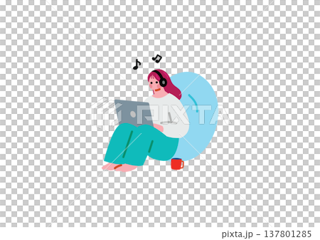 リモートで働く女性のイラスト 137801285