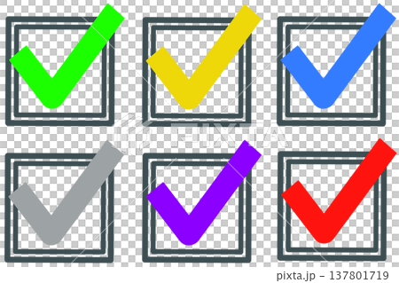 Simple double colorful checkbox set Simple double colorful checkbox set 137801719