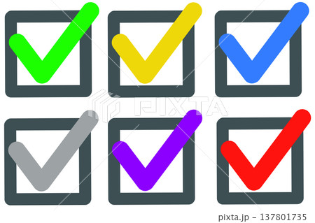 シンプルなカラフルチェックボックスセット 137801735