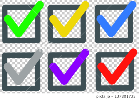 シンプルなカラフルチェックボックスセット 137801735