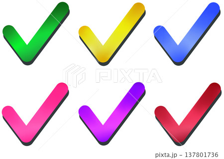 シンプルなカラフルチェックマークセット 137801736