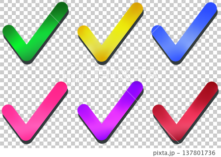 シンプルなカラフルチェックマークセット 137801736