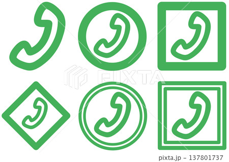グリーンのシンプルな電話マークセット 137801737