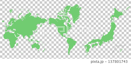 黃綠色日本地圖與世界地圖輪廓圖 137801743