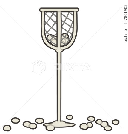 白い球入れのかごと落ちたボール　体育の玉入れイラスト 137801903