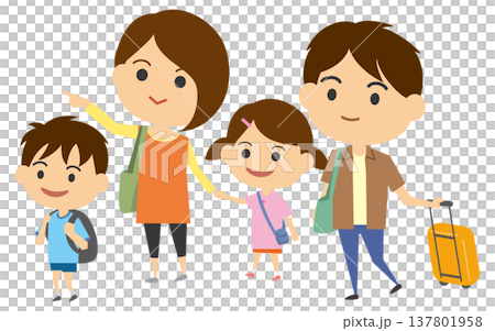 An illustration depicting a family going on a trip. 137801958