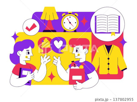 Minimalist Lifestyle Vector Illustration Featuring Simple Living Concept, Organized Home, Decluttering Habits, Sustainable Daily Routine Design 137802955