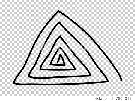 迷宮や螺旋・抽象的な三角形のシンボル・手書き風のラフな線で描かれた三角形の渦巻き(スパイラル) 迷宮や螺旋・抽象的な三角形のシンボル・手書き風のラフな線で描かれた三角形の渦巻き(スパイラル) 137803013