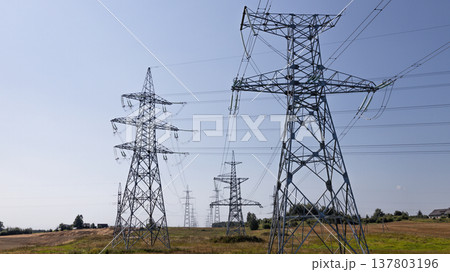 High voltage electric power pylons High voltage electric power pylons 137803196