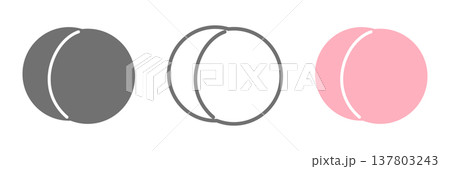 桃アイコンセット 白黒・線画・カラーのシンプルな果物イラスト素材 137803243