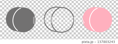 桃アイコンセット 白黒・線画・カラーのシンプルな果物イラスト素材 137803243