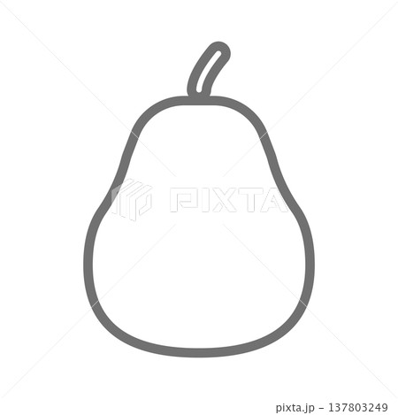 洋梨のシンプルな線画アイコン モノクロの果物イラスト 137803249