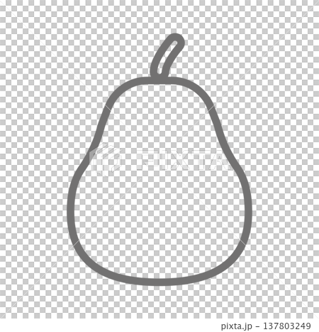 洋梨のシンプルな線画アイコン モノクロの果物イラスト 137803249