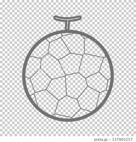 メロンのシンプルな線画アイコン モノクロの果物イラスト 137803257