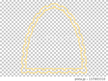 パズルやブロック・凹凸ラインのアーチ状見出し枠・ジグザグした凹凸があるアーチ型の飾り枠フレーム 137803310