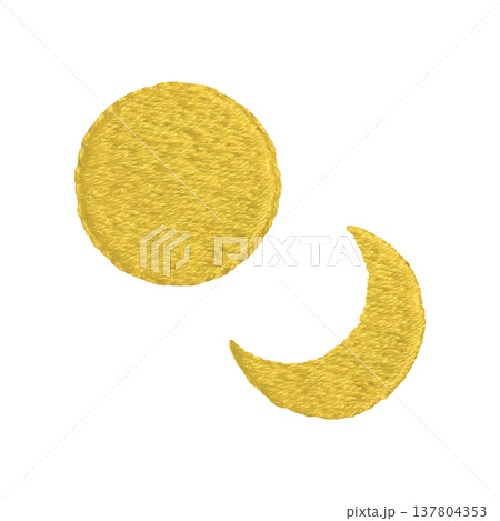 【満月と三日月】手刺繍イラスト素材 【満月と三日月】手刺繍イラスト素材 137804353