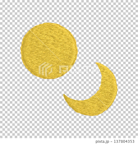 【満月と三日月】手刺繍イラスト素材 【満月と三日月】手刺繍イラスト素材 137804353
